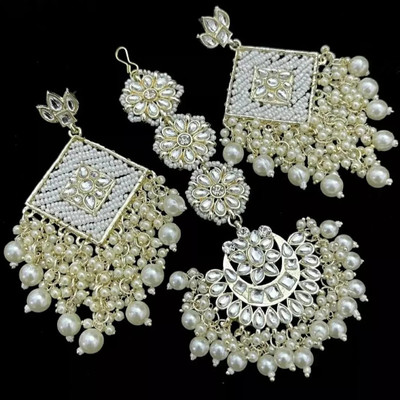 MFC Alloy Gold-plated White Jewellery Set(Pack of 3)