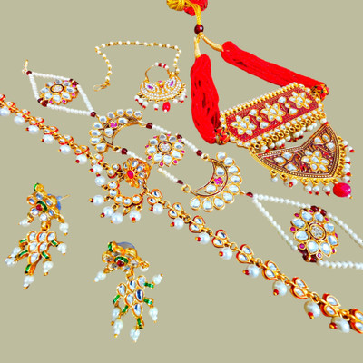 FIROZA IMITATION Alloy Gold-plated Red Jewellery Set(Pack of 1)