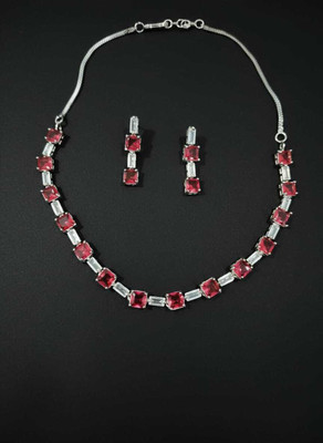Bhavi Alloy Red Jewellery Set(Pack of 1)