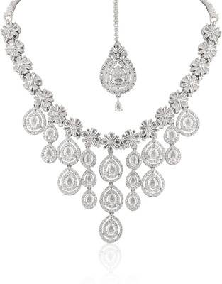 Shrey Shiv Collections Alloy Rhodium Silver Jewellery Set(Pack of 1)