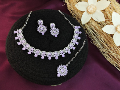 VATSALYA creation Alloy Gold-plated Purple Jewellery Set(Pack of 1)