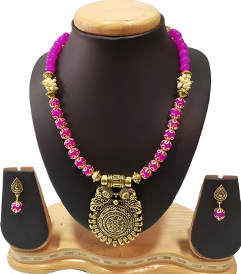 Geesa Alloy Pink Jewellery Set(Pack of 1)