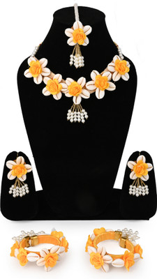 Alampata Fabric Yellow Jewellery Set(Pack of 6)