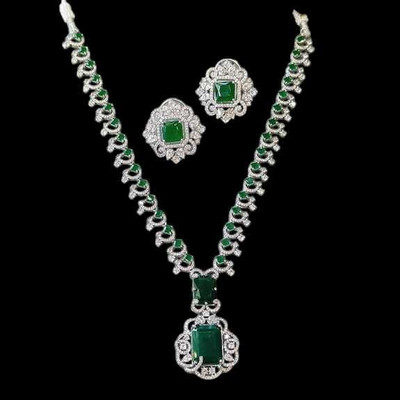 TWOLOVER Alloy Rhodium Green Jewellery Set(Pack of 1)