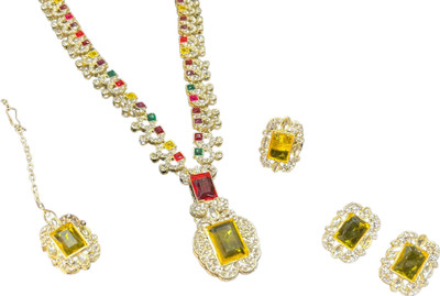 Toa Jewels Alloy Sterling Silver Yellow Jewellery Set(Pack of 3)