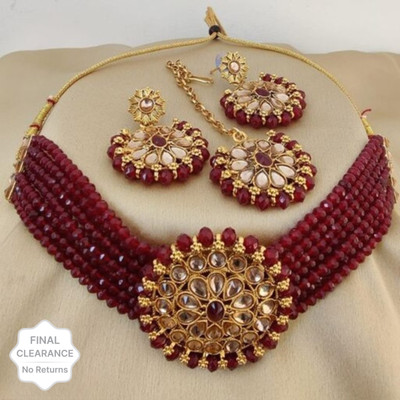 shivay Alloy Gold-plated Maroon Jewellery Set(Pack of 1)