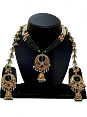 Mk Jewellery Brass Gold-plated Green Jewellery Set(Pack of 1)