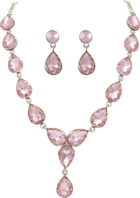 Rukma Alloy Rhodium Pink Jewellery Set(Pack of 1)
