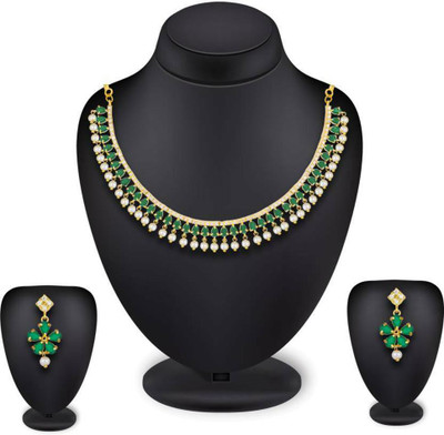 Capilite Brass Gold-plated Green Jewellery Set(Pack of 1)