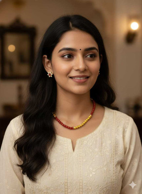 Mohini enterprises Mother of Pearl Gold-plated Red, Yellow Jewellery Set(Pack of 1)