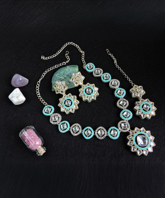 VATSALYA creation Alloy Gold-plated Turquoise Jewellery Set(Pack of 1)