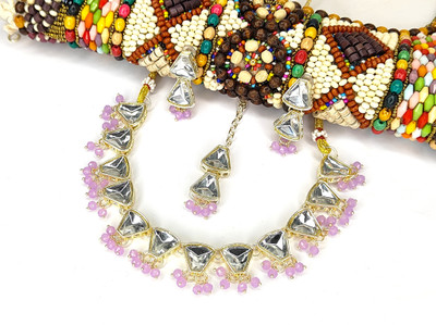 Zarmar fashion Stone Gold-plated Gold, White, Purple Jewellery Set(Pack of 1)