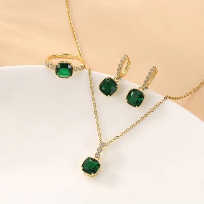 Hollywood Studio Stainless Steel Green Jewellery Set(Pack of 3)