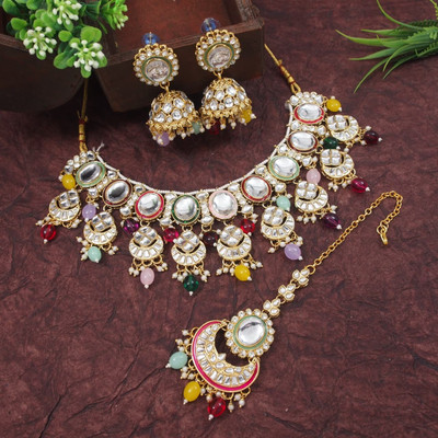 OrnaDzn Zevellery Alloy Gold-plated Multicolor Jewellery Set(Pack of 4)