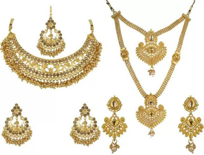Rhymee Alloy Gold-plated Gold Jewellery Set(Pack of 2)