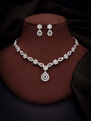 Divastri Brass Gold-plated Silver, White Jewellery Set(Pack of 1)
