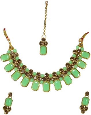 Tiank Innovation Metal, Stone, Copper, Alloy Gold-plated Green, Gold Jewellery Set(Pack of 1)