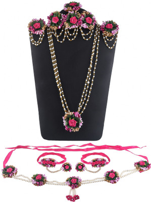 Arihant Shop Fabric Pink, Gold, White Jewellery Set(Pack of 1)