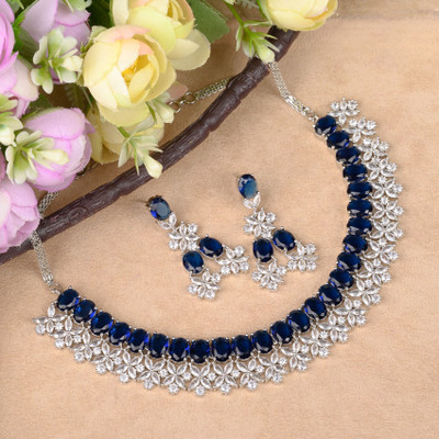 KD JEWELLERS Brass Blue Jewellery Set(Pack of 1)