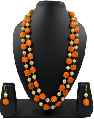 Sivori Alloy Gold-plated Orange Jewellery Set(Pack of 2)