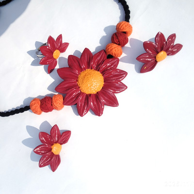 ichchhapuron Clay Maroon Jewellery Set(Pack of 1)