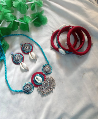 Neha Collection Fabric Multicolor Jewellery Set(Pack of 6)
