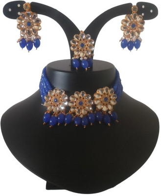coloursful fashion Alloy Gold-plated Blue Jewellery Set(Pack of 1)