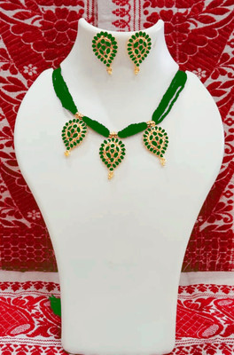 shree balaji gold Metal, Copper, Dori Gold-plated Green Jewellery Set(Pack of 1)