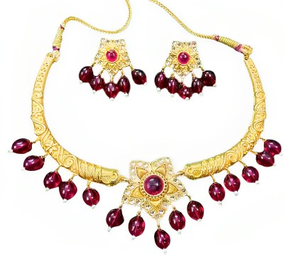 Mahasati Alloy Gold-plated Red, Gold Jewellery Set(Pack of 1)