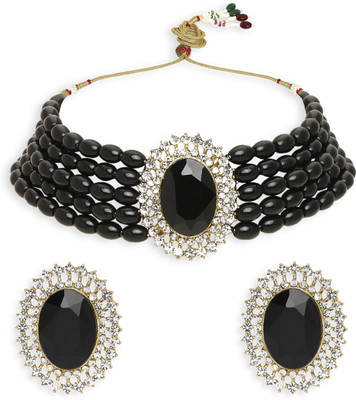 Oomph Alloy Gold-plated Black, White, Gold Jewellery Set(Pack of 2)