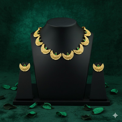 Navadurga Jewels Brass Gold-plated Green Jewellery Set(Pack of 1)