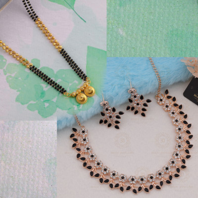 brado jewellery Brass Gold-plated Gold, White, Rose Gold, Black Jewellery Set(Pack of 2)