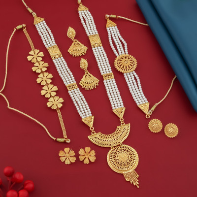 PARTICIAO Alloy Gold-plated Gold Jewellery Set(Pack of 3)