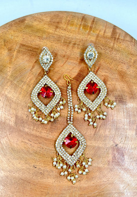 YourBlingBox Alloy Gold-plated Gold, Red Jewellery Set(Pack of 1)