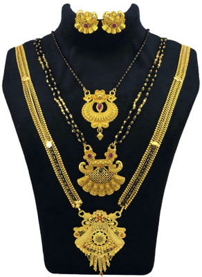 JRD GLOBAL Brass Gold-plated Gold, Multicolor Jewellery Set(Pack of 5)