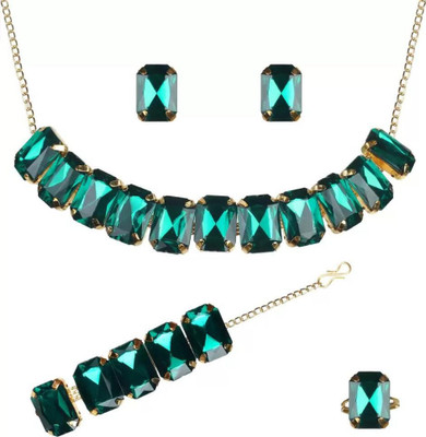 house of common Alloy Gold-plated Green Jewellery Set(Pack of 4)
