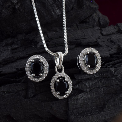 Admier Brass Sterling Silver Black, Silver Jewellery Set(Pack of 1)