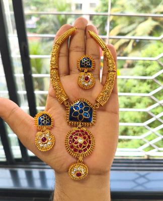 Joyful Alloy Gold-plated Blue Jewellery Set(Pack of 1)