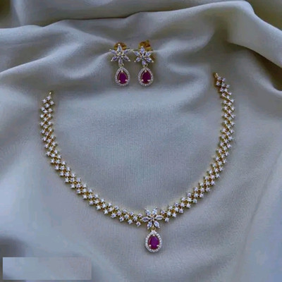 M Creation Alloy Gold-plated Red Jewellery Set(Pack of 1)