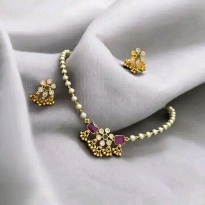 ARADHEMA Alloy Gold-plated White Jewellery Set(Pack of 1)