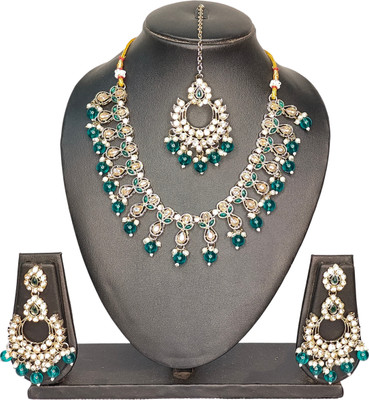 Zarmar fashion Stone, Crystal Gold-plated Green Jewellery Set(Pack of 1)