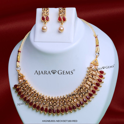 AjaraGems Alloy Gold-plated Maroon Jewellery Set(Pack of 1)