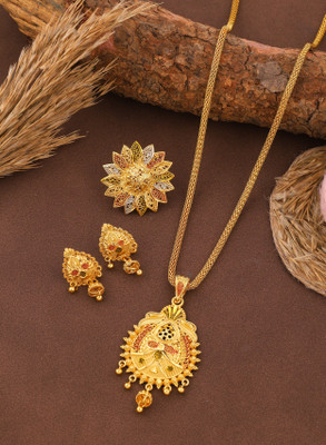 Makezak Brass Gold-plated Multicolor Jewellery Set(Pack of 1)