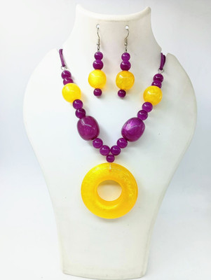 MITRA CREATION Alloy Yellow, Purple Jewellery Set(Pack of 1)