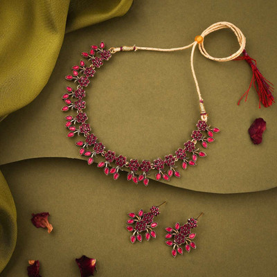 ANOUK Brass Gold-plated Red Jewellery Set(Pack of 1)