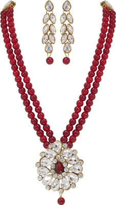 Lucentarts Jewellery Alloy Gold-plated Maroon Jewellery Set(Pack of 1)