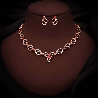 Divastri Brass Gold-plated Rose Gold Jewellery Set(Pack of 1)