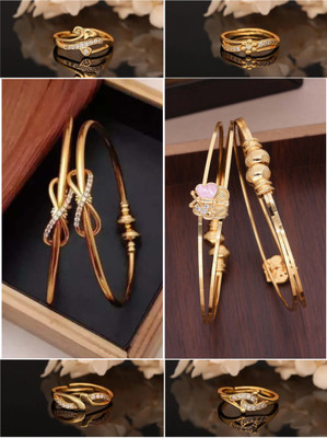 VEDDAA Brass Gold-plated Black, Silver Jewellery Set(Pack of 6)