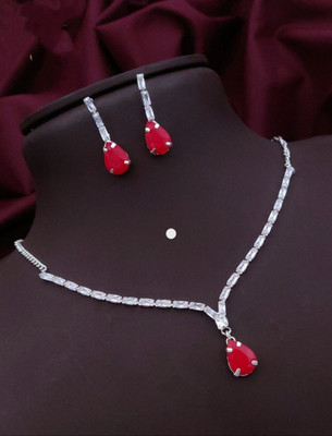 SHIVAY FASHION HUB Alloy Silver Red, Silver Jewellery Set(Pack of 1)