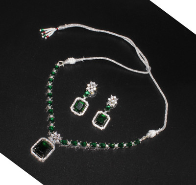 Fashion Factory Alloy Silver Green Jewellery Set(Pack of 3)
